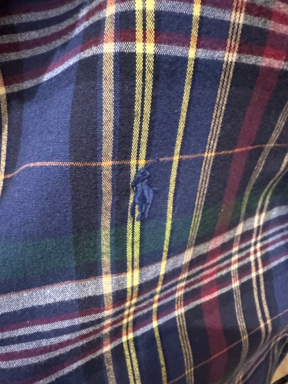 Polo‎ by Ralph Lauren Navy Green Burgundy Plaid Button-Down Shirt